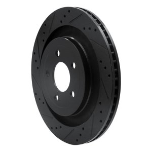 Ford Mustang Brake Rotor (1) - Rear Left - R1 Concepts - Drilled & Slotted - Black - `15-`23